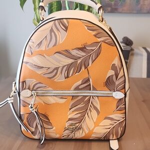 Coach Orange and Brown Banana Leaf Backpack